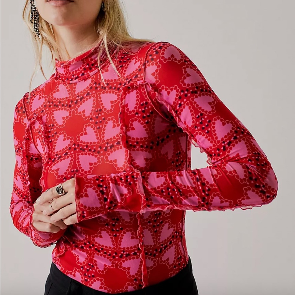 Free People x Anna Sui Charlie Printed Mesh Top